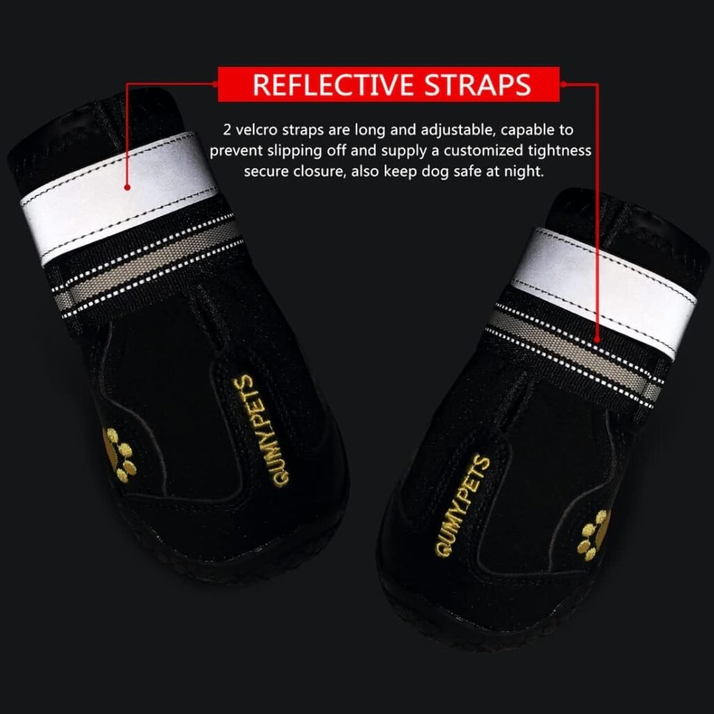 qumy dog shoes with reflective stripes