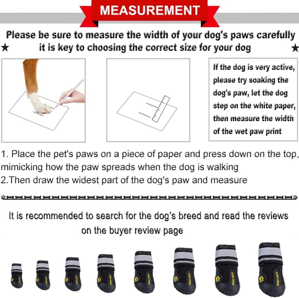 Qumy pets dog shoes size chart